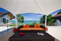 Outdoor living area backdrop